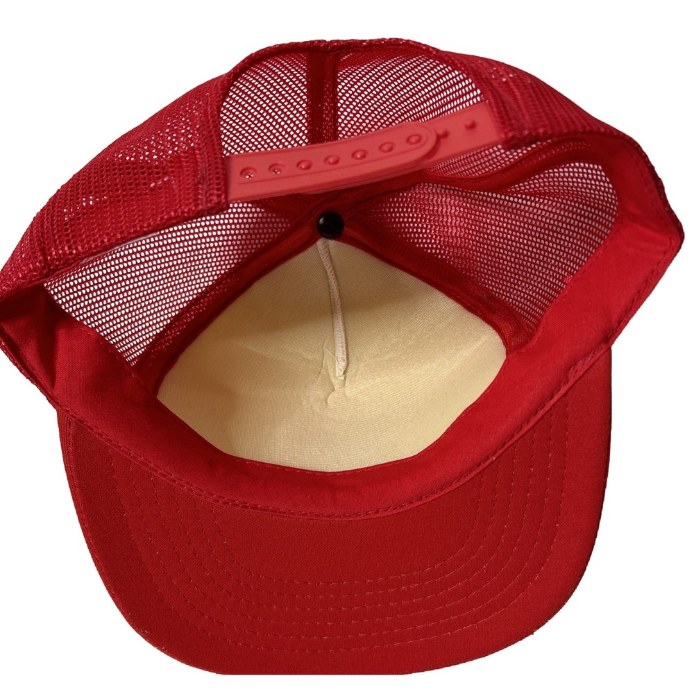 VTG Red & White Latimer County Sportsman Club Trucker Hat Snap Back Headwear Cap - Picture 5 of 6